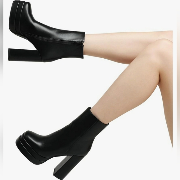 DREAM PAIRS Women's Platform Ankle Boots Chunky High Heels size 9 NEW NO… - Picture 3 of 16